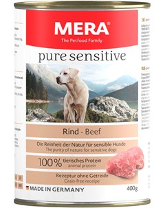 Pure Sensitive Dog Rind беззерновые для взрослых собак всех пород с чувствительным пищеварением с го Mera