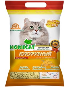 Эколайн кукурузный наполнитель комкующийся для туалета кошек 12 12 л Homecat