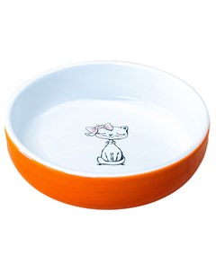 Керамическая миска для кошек Кошка с бантиком оранжевая 370 мл 370 мл Керамикарт