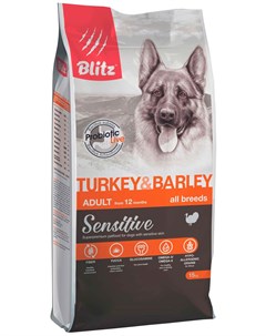 Sensitive Adult All Breeds Turkey Barley для взрослых собак всех пород с индейкой и ячменем 2 2 кг Blitz