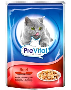Classic для взрослых кошек с говядиной в желе 100 гр х 24 шт Prevital