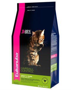 Adult Hairball Control indoor для взрослых кошек для вывода шерсти с птицей 0 4 кг Eukanuba