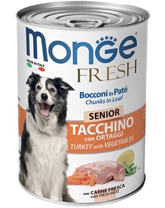Fresh Senior Dog Chunks In Loaf для пожилых собак мясной рулет с индейкой и овощами 400 гр х 24 шт Monge