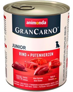 Gran Carno Original Junior Rind Putenherzen для щенков с говядиной и сердцем индейки 800 гр х 6 шт Animonda