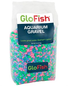 Грунт для аквариума с флуоресцентными Glo частицами розовый зеленый синий 2 26 кг Glofish