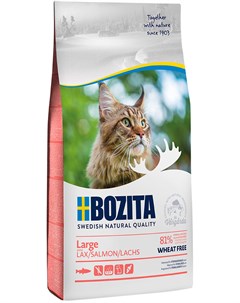 Large Wheat Free Salmon для взрослых кошек крупных пород с лососем 10 кг Bozita