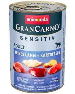 Gran Carno Sensitiv Adult Reines Lamm Kartoffeln для взрослых собак с ягненком и картофелем 400 гр х Animonda