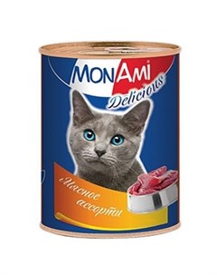 Влажный корм для кошек консервы Мясное ассорти 0 35 кг Mon ami