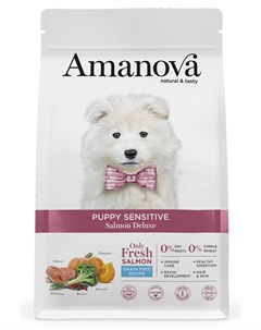 Сухой корм для щенков Puppy Sensitive с лососем делюкс с чувствительной кожей и пищеварением 2 кг Amanova
