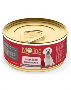Влажный корм для собак Цыпленок с Говядиной в Желе 0 085 кг Molina