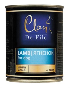 Влажный корм для собак De File Lamb 0 34 кг Clan