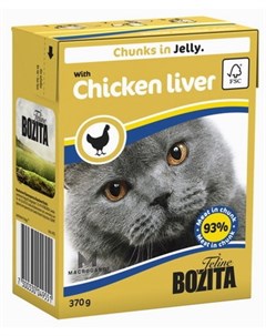 Влажный корм для кошек Feline Chicken liver кусочки в желе 0 37 кг Bozita