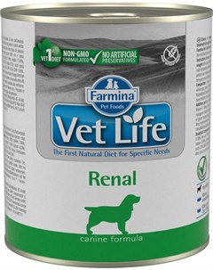 Корм Vet Life Natural Diet Renal паштет диета для собак 0 3 кг Farmina