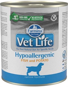 Корм Vet Life Hypo Fish Potato с рыбой и картофелем паштет диета для собак 0 3 кг Farmina