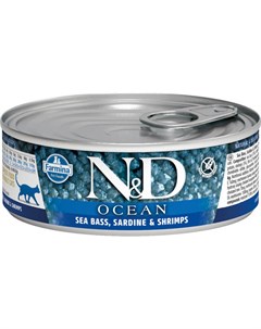 Влажный корм для кошек N D Ocean Tuna Sardine Shrimp с тунцом сардиной и креветками 0 08 кг Farmina