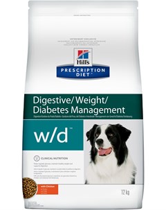 Сухой корм Prescription Diet w d Canine Low Fat Diabetes Colitis диета для собак 12 кг Hill`s