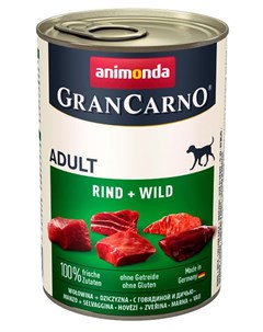 Влажный корм для собак Gran Carno Adult Original с говядиной и дичью 0 4 кг Animonda