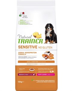 Сухой корм для щенков Natural Sensitive No Gluten Puppy Medium Maxi Salmon 12 кг Trainer