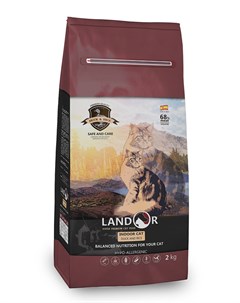Сухой корм для кошек для живущих в помещении с уткой и рисом полнорационный 0 4 кг Landor
