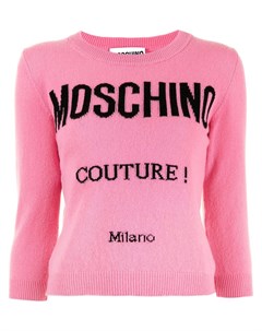 Джемпер вязки интарсия с логотипом Moschino