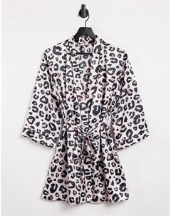 Атласный халат с леопардовым принтом Loungeable