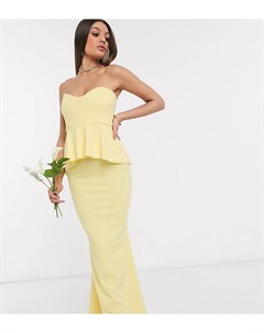 Платье лимонного цвета с баской bridesmaid Missguided petite