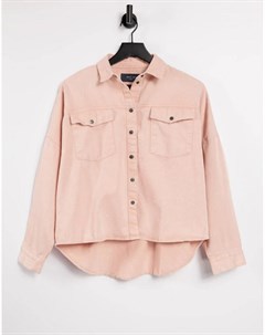 Джинсовая рубашка в стиле oversized выбеленного розового цвета от комплекта Noisy may