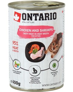 Для котят с курицей креветками и рисом 400 гр х 6 шт Ontario