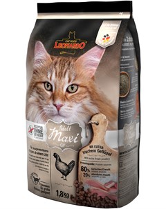 Adult Maxi Gf беззерновой для взрослых кошек крупных пород с птицей 1 8 1 8 кг Leonardo