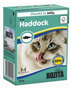 Влажный корм для кошек Feline Haddock кусочки в желе морская рыба 0 37 кг Bozita
