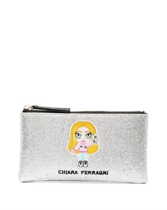 Клатч с вышитым логотипом и блестками Chiara ferragni