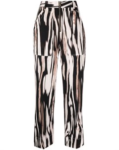 Укороченные брюки со вставками и зебровым принтом Pinko