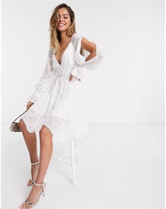 Белое платье мини с вырезами Forever new