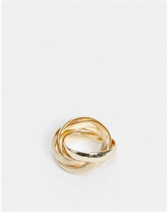 Золотистое кольцо в виде сплетенных между собой колец Asos design