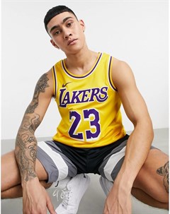Желтая трикотажная майка NBA LA Lakers Lebron James Swingman Nike basketball
