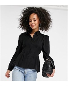 Черная шелковая блузка с поясом на резинке Vero moda tall