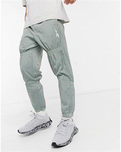 Тканые спортивные штаны цвета хаки на шнурке Reebok