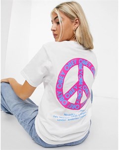 Свободная футболка с принтом в виде символа мира на спине Obey
