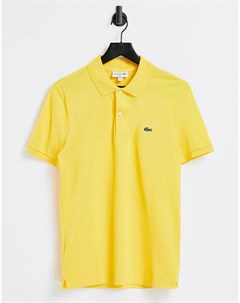 Желтая футболка поло узкого кроя с логотипом Lacoste