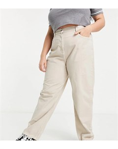 Мешковатые джинсы бежевого цвета с эффектом застиранности в стиле 90 х Plus x014 Collusion