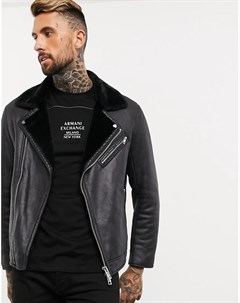 Черная искусственная дубленка Armani exchange