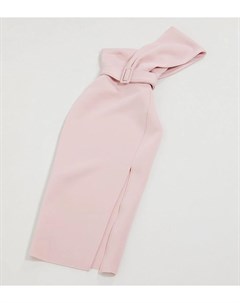 Розовое платье футляр миди на одно плечо с поясом эксклюзивно для ASOS DESIGN Tall Asos tall