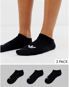3 пары черных носков с логотипом трилистником Adidas originals
