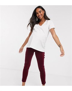 Темно красные бархатные джеггинсы ASOS DESIGN Maternity rivington Asos maternity