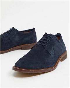 Темно синие замшевые ботинки на шнуровке в стиле кэжуал с контрастной подошвой Asos design