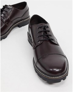 Бордовые кожаные ботинки на шнуровке с рифленой подошвой Ben sherman