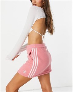 Флисовая мини юбка приглушенного розового цвета с тремя полосками adicolor Adidas originals