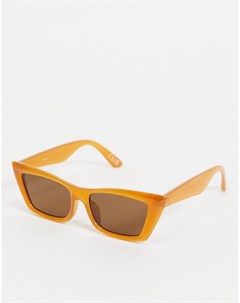 Узкие солнцезащитные очки кошачий глаз в оправе медово коричневого цвета Asos design
