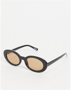 Черные солнцезащитные очки в пластиковой овальной оправе со светло коричневыми стеклами Asos design