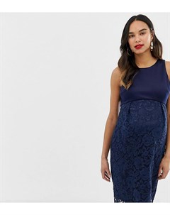 Темно синее кружевное платье футляр Chi chi london maternity